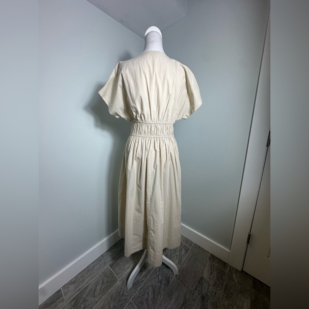 NWT Madewell Poplin Sophia Button-Front Midi  Neutral Dress, NH564, Size Medium - Picture 9 of 16